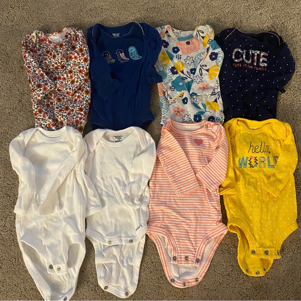 8 girls long sleeve onesies 3M